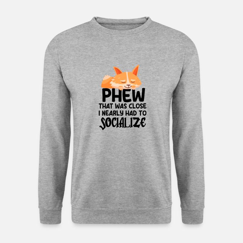 Introvertiert Schüchtern Antisozial - Unisex Pullover - Weißgrau meliert