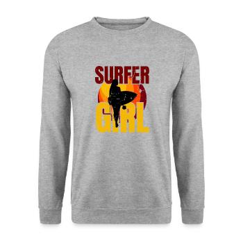 Surfer Girl Cool Surfing Vintage Surf Summer - Unisex Sweatshirt - salt & pepper - Front - Alina (178cm) & Michal (187cm)