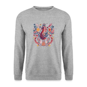 Der Vintage-Vogel - Unisex Pullover - Weißgrau meliert - Vorne - Alina (178cm) & Michal (187cm)