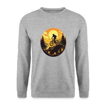 Downhill Mountainbike - Unisex Pullover - Weißgrau meliert - Vorne - Alina (178cm) & Michal (187cm)