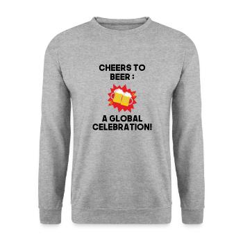 Cheers Bier T-Shirt | Weltparty! - Unisex Pullover - Weißgrau meliert - Vorne - Alina (178cm) & Michal (187cm)
