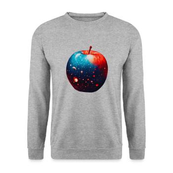 Galaxie in einer pflanzlichen Apfelkraft - Unisex Pullover - Weißgrau meliert - Vorne - Alina (178cm) & Michal (187cm)