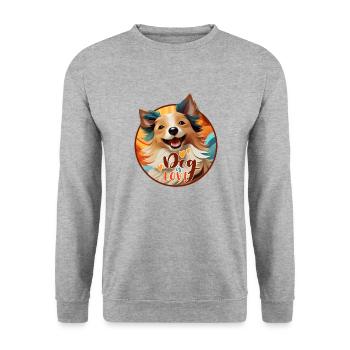 Dog is LOVE - Unisex Pullover - Weißgrau meliert - Vorne - Alina (178cm) & Michal (187cm)