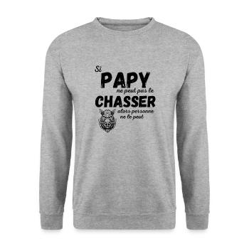 Aller à la chasse avec Papy - Sweat-shirt Unisexe - gris chiné - Devant - Alina (178cm) & Michal (187cm)