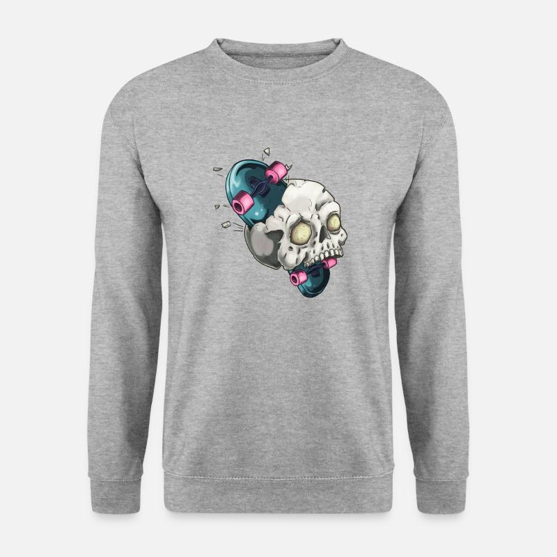 Skater Skull - Unisex Pullover - Weißgrau meliert