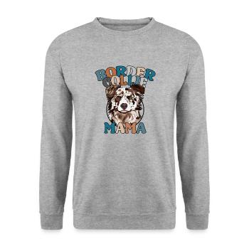 Border Collie merle Mama Hunde Muttertag Wilsigns - Unisex Pullover - Weißgrau meliert - Vorne - Alina (178cm) & Michal (187cm)