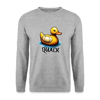 Gummiente / Badeente / Wasser / Badewanne - Unisex Pullover - Weißgrau meliert - Vorne - Alina (178cm) & Michal (187cm)