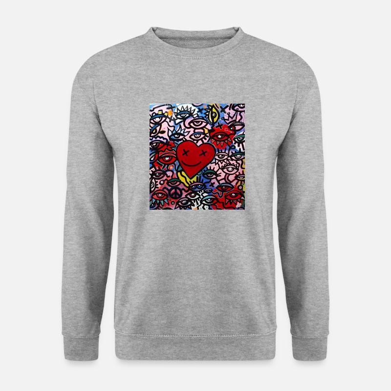 Graffiti Corazon y ojos - Unisex Pullover - Weißgrau meliert