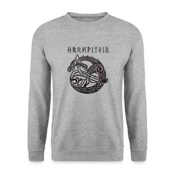 Vikings norden valhalla suède scandinavia flaga - Sweat-shirt Unisexe - gris chiné - Devant - Alina (178cm) & Michal (187cm)
