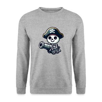 Pirate Skull - Skeleton Treasure - Unisex Sweatshirt - salt & pepper - Front - Alina (178cm) & Michal (187cm)