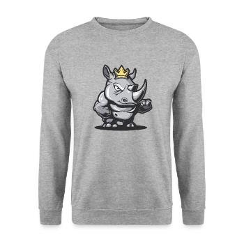 Couronne de bande dessinée de rhinocéros - Sweat-shirt Unisexe - gris chiné - Devant - Alina (178cm) & Michal (187cm)