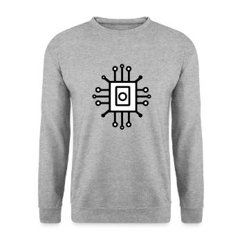 Digital Computer Chip Symbol - Unisex Pullover - Weißgrau meliert - Vorne - Alina (178cm) & Michal (187cm)