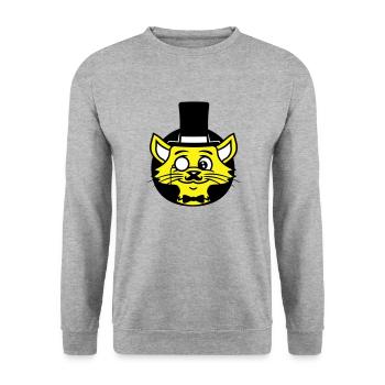 Sir Cat Gentleman Chapeau haut de forme Monocle Rich Gentleman - Sweat-shirt Unisexe - gris chiné - Devant - Alina (178cm) & Michal (187cm)