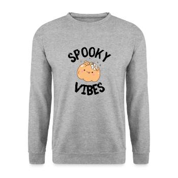 Halloween Spooky - Unisex Pullover - Weißgrau meliert - Vorne - Alina (178cm) & Michal (187cm)
