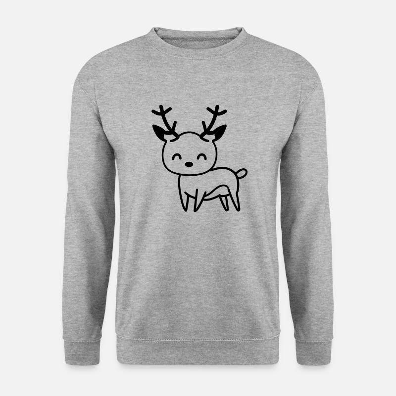 Hirsch - Unisex Pullover - Weißgrau meliert