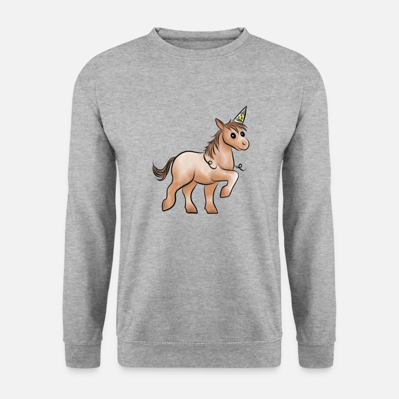 Pferdchen - Unisex Pullover - Weißgrau meliert