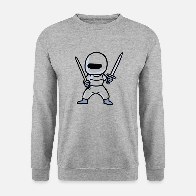 Doppelschwert-Ninja - Unisex Pullover - Weißgrau meliert