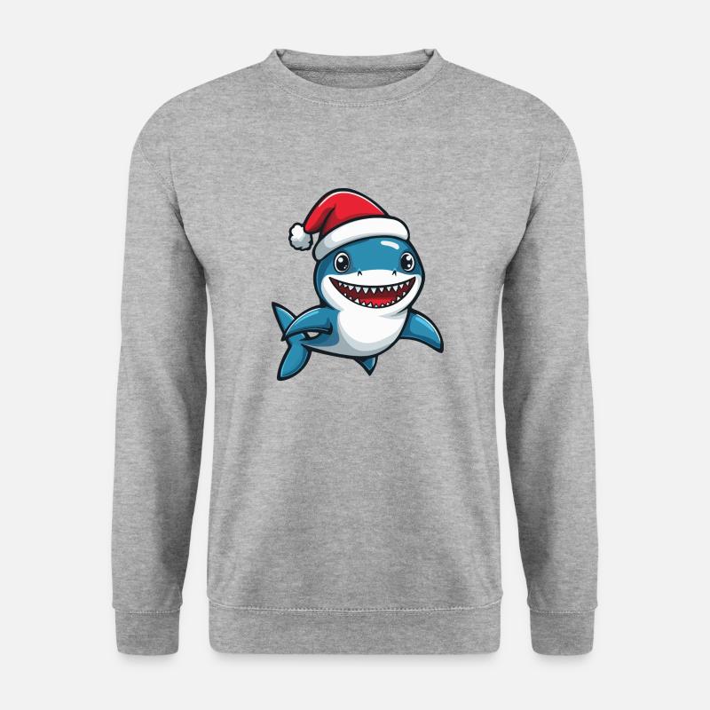 Hai Weihnachten Niedlich - Unisex Pullover - Weißgrau meliert
