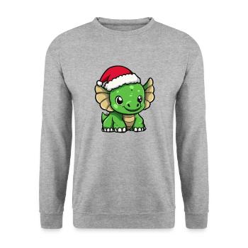 Dinosaurier triceratops Weihnachten - Unisex Pullover - Weißgrau meliert - Vorne - Alina (178cm) & Michal (187cm)
