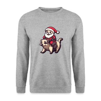 Suricate Père Noël Dessin animé - Sweat-shirt Unisexe - gris chiné - Devant - Alina (178cm) & Michal (187cm)