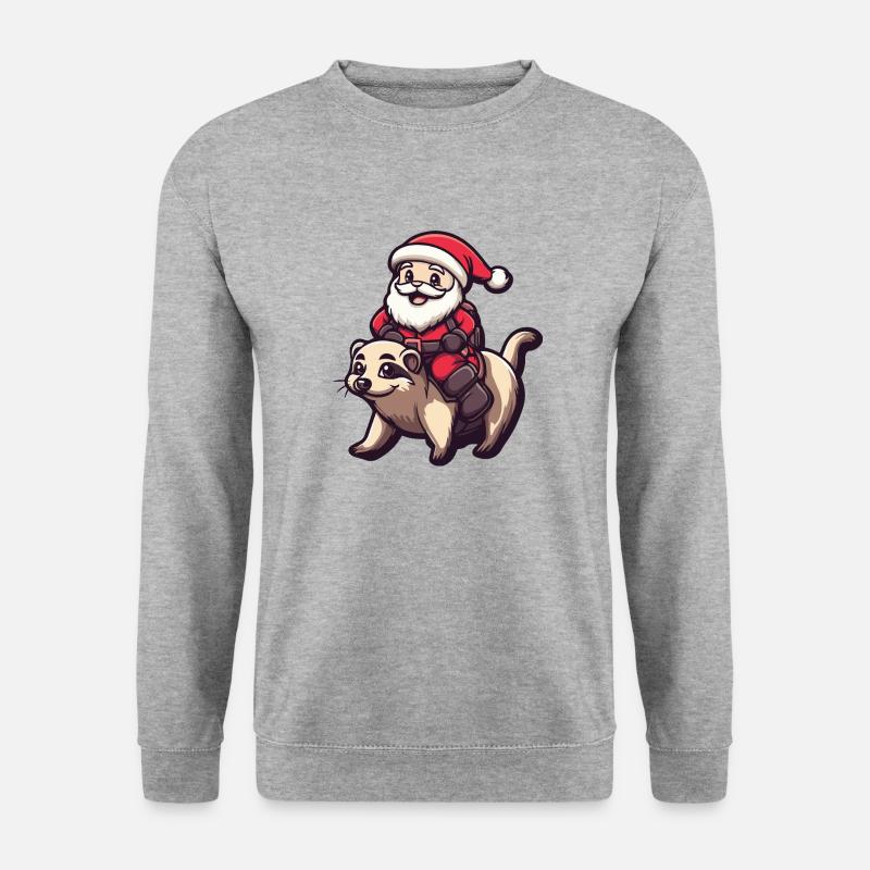 Erdmännchen Weihnachtsmann Cartoon - Unisex Pullover - Weißgrau meliert