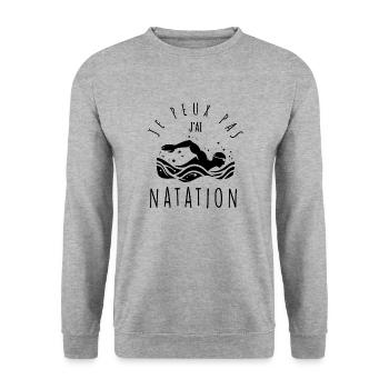 I can't, I swim. - Unisex Sweatshirt - salt & pepper - Front - Alina (178cm) & Michal (187cm)