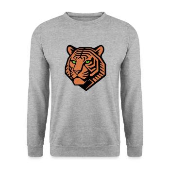 Geometric Tiger - Vector Design - Unisex Sweatshirt - salt & pepper - Front - Alina (178cm) & Michal (187cm)