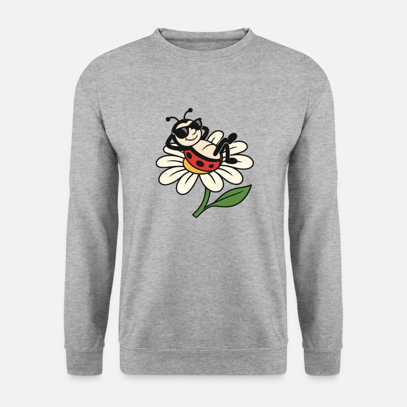 Cooler Marienkäfer auf Daisy - Unisex Pullover - Weißgrau meliert
