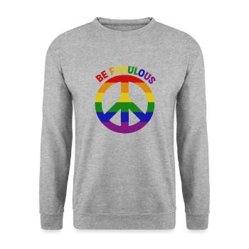Vibrant Rainbow Peace Sign "Be Fabulous" - Unisex Sweatshirt - salt & pepper - Front - Alina (178cm) & Michal (187cm)
