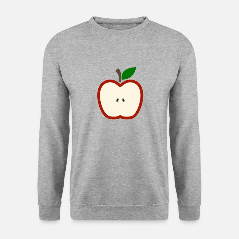 Halber Apfel Obst Illustration - Unisex Pullover - Weißgrau meliert