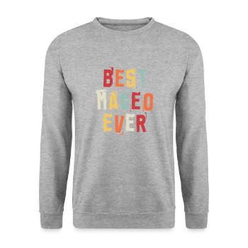 Best Mateo Ever Vorname Retro Text Geschenk - Unisex Pullover - Weißgrau meliert - Vorne - Alina (178cm) & Michal (187cm)