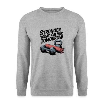 Stronger Today, Calmer Tomorrow – Fit & Zen - Unisex Sweatshirt - salt & pepper - Front - Alina (178cm) & Michal (187cm)