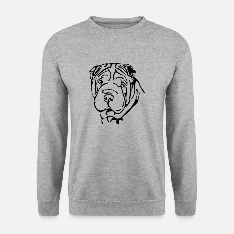 SHAR PEI Hunde Hund Shar-Pei Wilsigns - Unisex Pullover - Weißgrau meliert