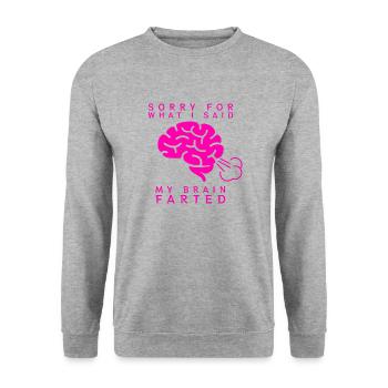 Gehirnfurz - Unisex Pullover - Weißgrau meliert - Vorne - Alina (178cm) & Michal (187cm)