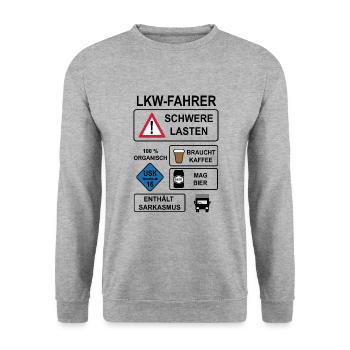 LKW-Fahrer - Unisex Pullover - Weißgrau meliert - Vorne - Alina (178cm) & Michal (187cm)