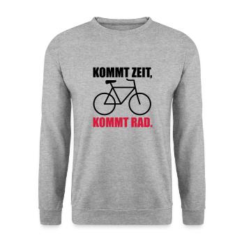 Kommt Zeit, kommt Rad - Unisex Pullover - Weißgrau meliert - Vorne - Alina (178cm) & Michal (187cm)