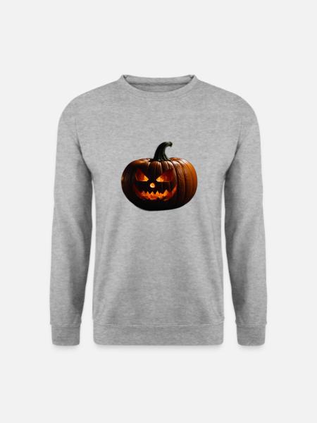 Dunkler Halloween Kürbis - Unisex Pullover - Weißgrau meliert