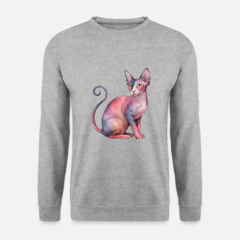 Sphynx Katze für Katzenliebhaber - Unisex Pullover - Weißgrau meliert