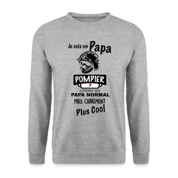 Papa pompier le meilleur - Sweat-shirt Unisexe - gris chiné - Devant - Alina (178cm) & Michal (187cm)