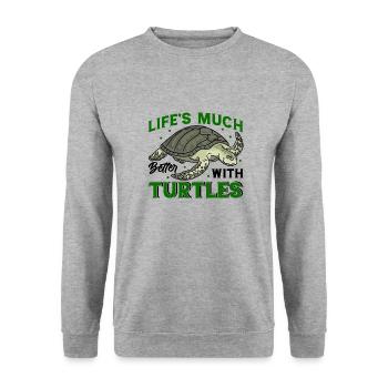 Turtle Lovers Turtle Pet - Unisex Sweatshirt - salt & pepper - Front - Alina (178cm) & Michal (187cm)