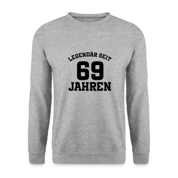 69. Geburtstag 69 Jahre Alt - Unisex Pullover - Weißgrau meliert - Vorne - Alina (178cm) & Michal (187cm)