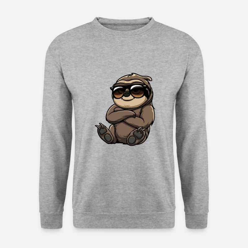 Faultier Cool Comic - Unisex Pullover - Weißgrau meliert