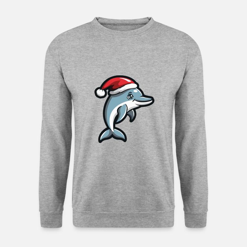 Delfin Weihnachten - Unisex Pullover - Weißgrau meliert