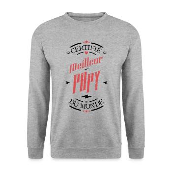 Certifie meilleur papy du monde - Sweat-shirt Unisexe - gris chiné - Devant - Alina (178cm) & Michal (187cm)