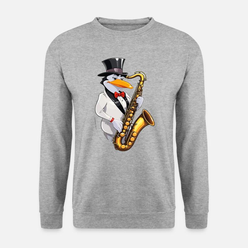 Jazzy Pinguin - Unisex Pullover - Weißgrau meliert