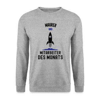 Mitarbeiter des Monats Maurer Bester Mann Maurerei - Unisex Pullover - Weißgrau meliert - Vorne - Alina (178cm) & Michal (187cm)