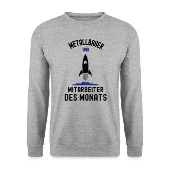 Mitarbeiter des Monats Metallbauer Metallbau - Unisex Pullover - Weißgrau meliert - Vorne - Alina (178cm) & Michal (187cm)
