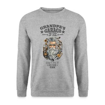 Garage de grand-père S’il ne peut pas le réparer - Sweat-shirt Unisexe - gris chiné - Devant - Alina (178cm) & Michal (187cm)