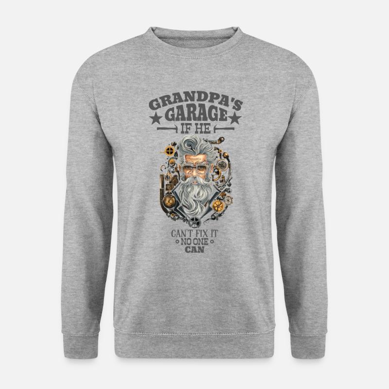 Grandpas Garage If he cant fix it - Unisex Pullover - Weißgrau meliert