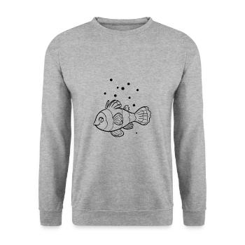 Fisch Aquarium Meerestier Naturschutz - Unisex Pullover - Weißgrau meliert - Vorne - Alina (178cm) & Michal (187cm)